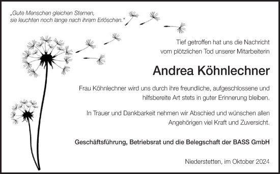 Traueranzeige von Andrea Köhnlechner von Fränkische Nachrichten