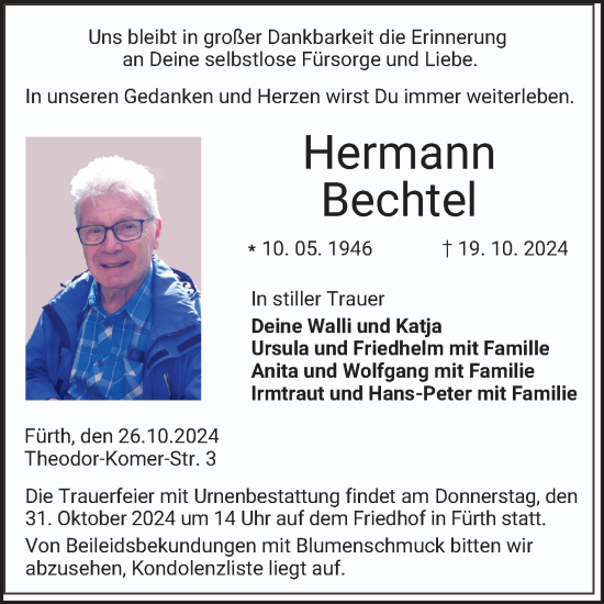 Traueranzeige von Hermann Bechtel von Bergsträßer Anzeiger