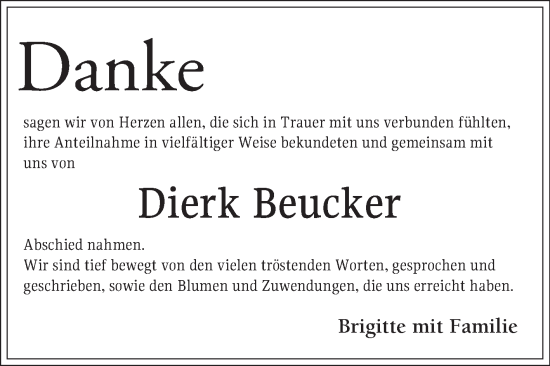 Traueranzeige von Dierk Beucker von Bergsträßer Anzeiger