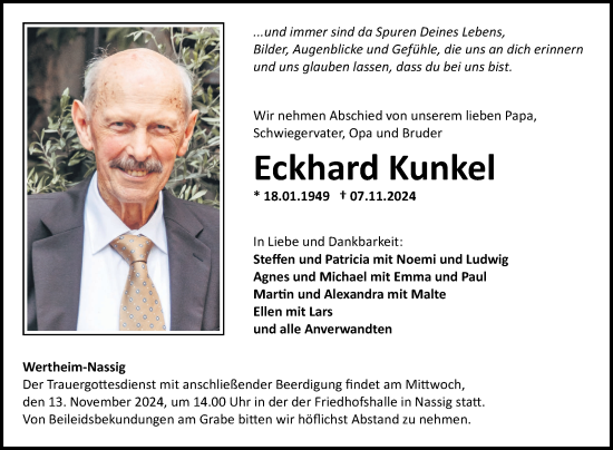 Traueranzeige von Eckhard Kunkel von Fränkische Nachrichten