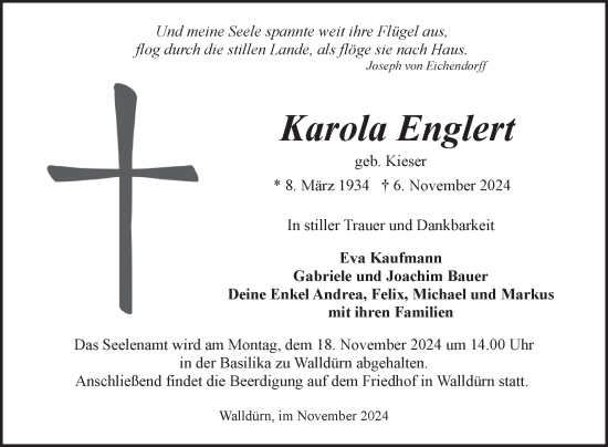 Traueranzeige von Karola Englert von Fränkische Nachrichten