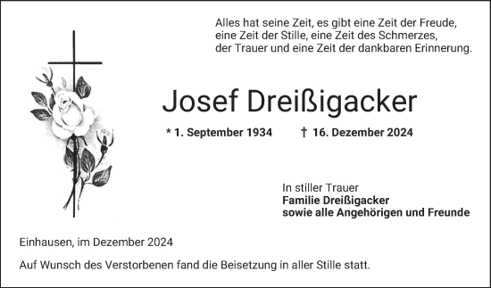 Traueranzeige von Josef Dreißigacker von Bergsträßer Anzeiger