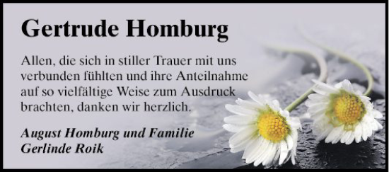 Traueranzeige von Gertrude Homburg von Bergsträßer Anzeiger
