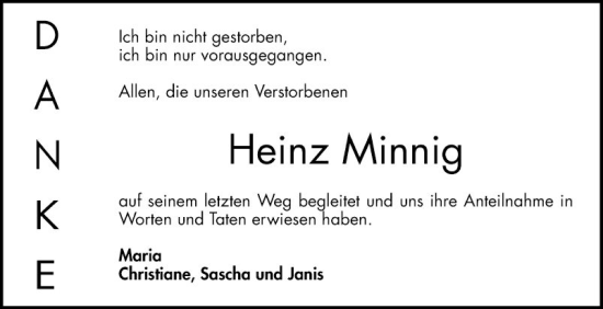 Traueranzeige von Heinz Minnig von Bergsträßer Anzeiger
