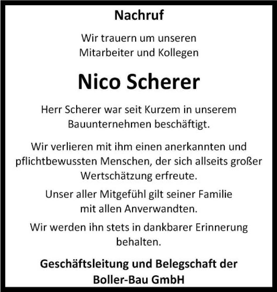  Traueranzeige für Nico Scherer vom 24.02.2024 aus Fränkische Nachrichten