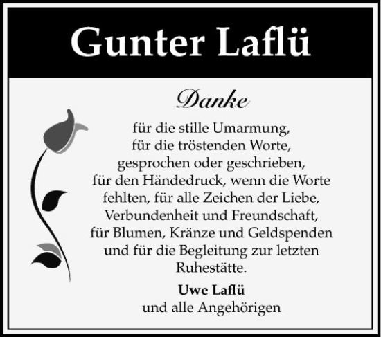 Traueranzeige von Gunter Laflü von Bergsträßer Anzeiger