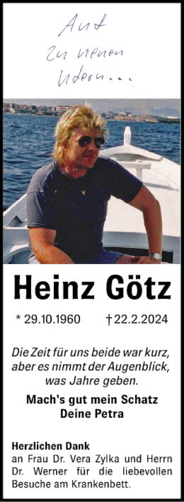 Traueranzeige von Heinz Götz von Mannheimer Morgen