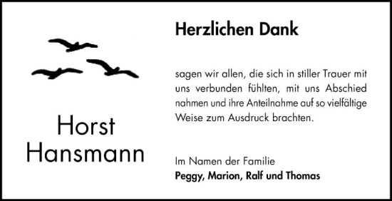 Traueranzeige von Horst Hansmann von Bergsträßer Anzeiger