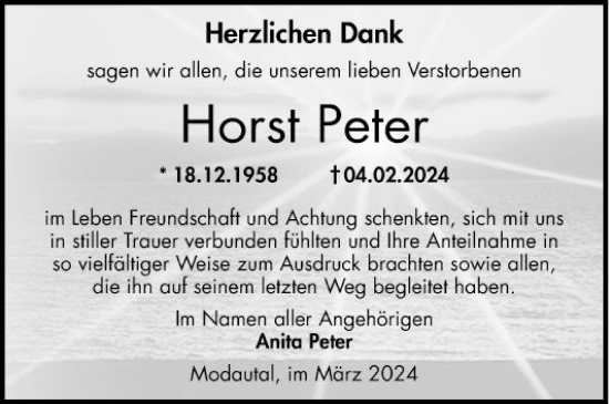 Traueranzeige von Horst Peter von Bergsträßer Anzeiger