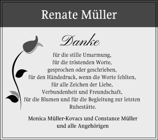 Traueranzeige von Renate Müller von Mannheimer Morgen