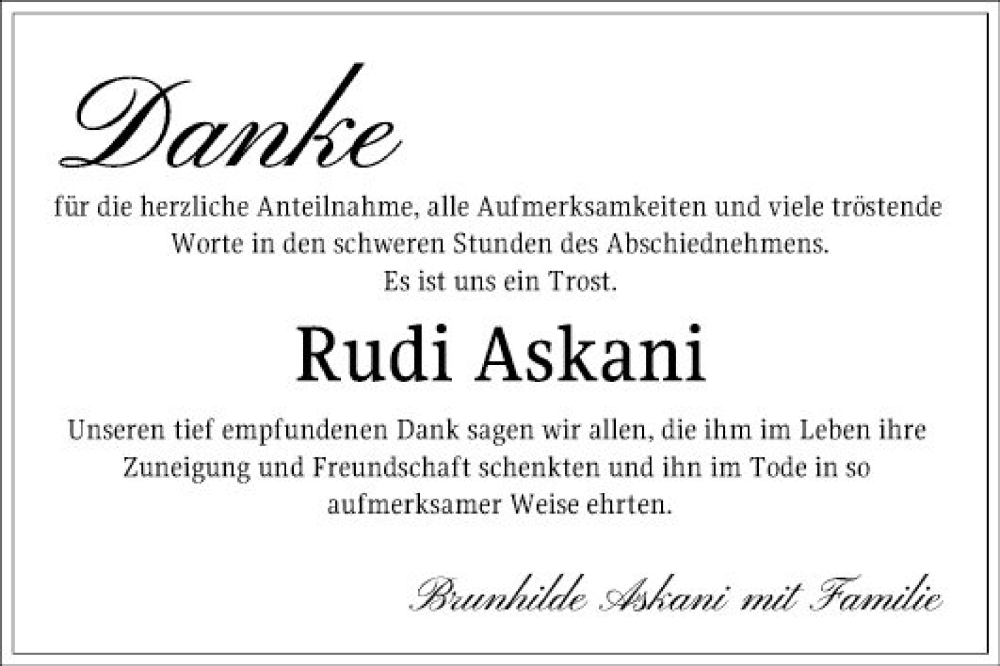  Traueranzeige für Rudi Askani vom 16.03.2024 aus Schwetzinger Zeitung