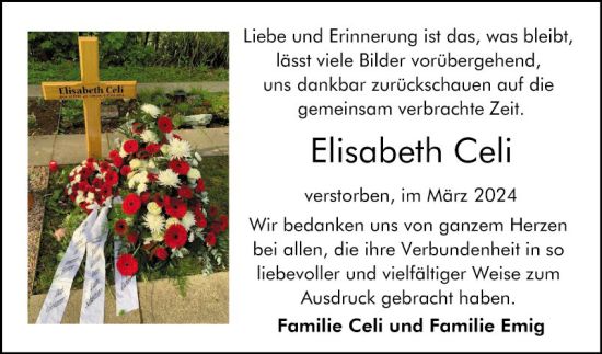 Traueranzeige von Elisabeth Celi von Bergsträßer Anzeiger
