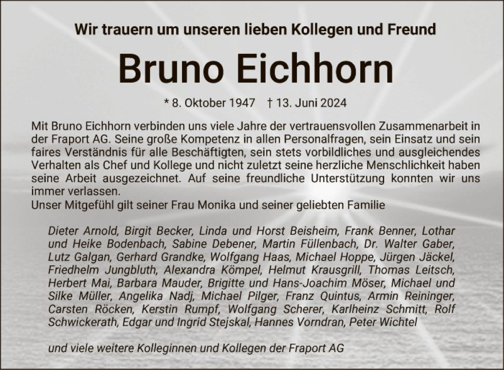  Traueranzeige für Bruno Eichhorn vom 18.06.2024 aus Bergsträßer Anzeiger