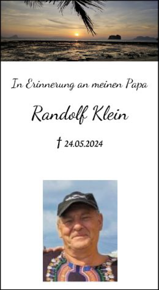  Traueranzeige für Randolf Klein vom 08.06.2024 aus Mannheimer Morgen