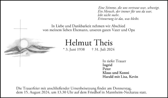 Traueranzeige von Helmut Theis von Mannheimer Morgen