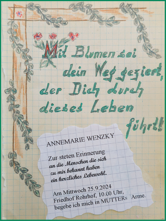 Traueranzeige von Annemarie Wenzky von Schwetzinger Zeitung