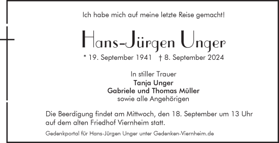 Traueranzeige von Hans-Jürgen Unger von Mannheimer Morgen