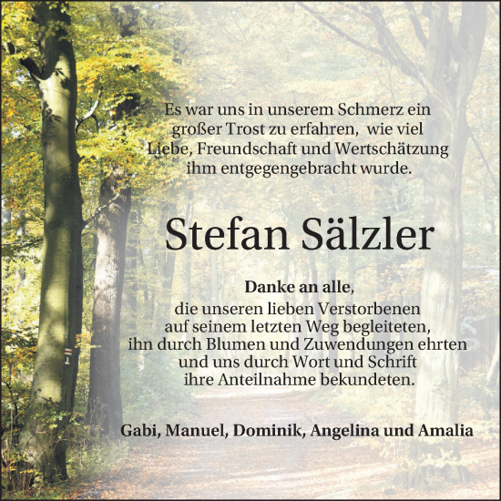 Traueranzeige von Stefan Sälzler von Mannheimer Morgen