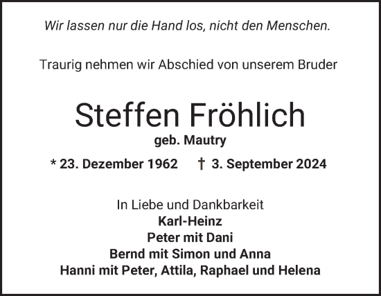 Traueranzeige von Steffen Fröhlich von Bergsträßer Anzeiger