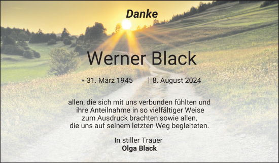 Traueranzeige von Werner Black von Schwetzinger Zeitung