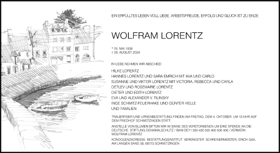 Traueranzeige von Wolfram Lorentz von Schwetzinger Zeitung