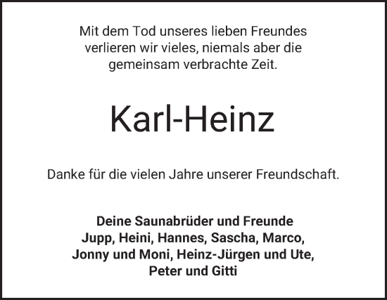 Traueranzeige von Karl-Heinz Werstein von Bergsträßer Anzeiger