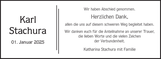 Traueranzeige von Karl Stachura von Mannheimer Morgen