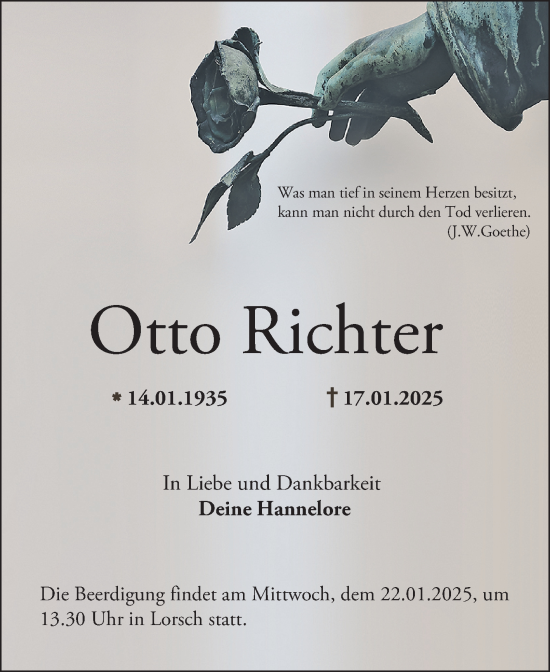 Traueranzeige von Otto Richter von Bergsträßer Anzeiger
