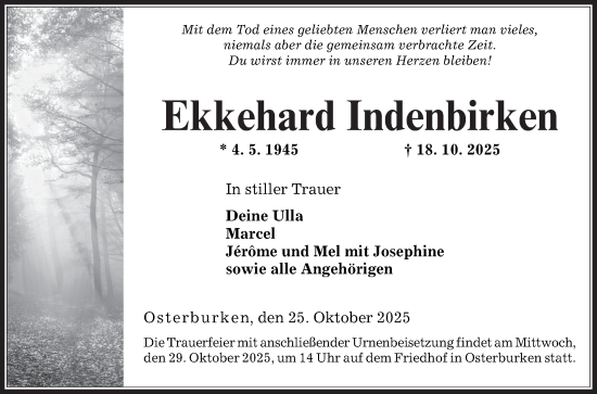 Traueranzeige von Ekkehard Indenbirken von Fränkische Nachrichten