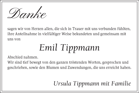Traueranzeige von Emil Tippmann von Bergsträßer Anzeiger