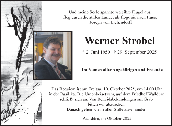 Traueranzeige von Werner Strobel von Fränkische Nachrichten