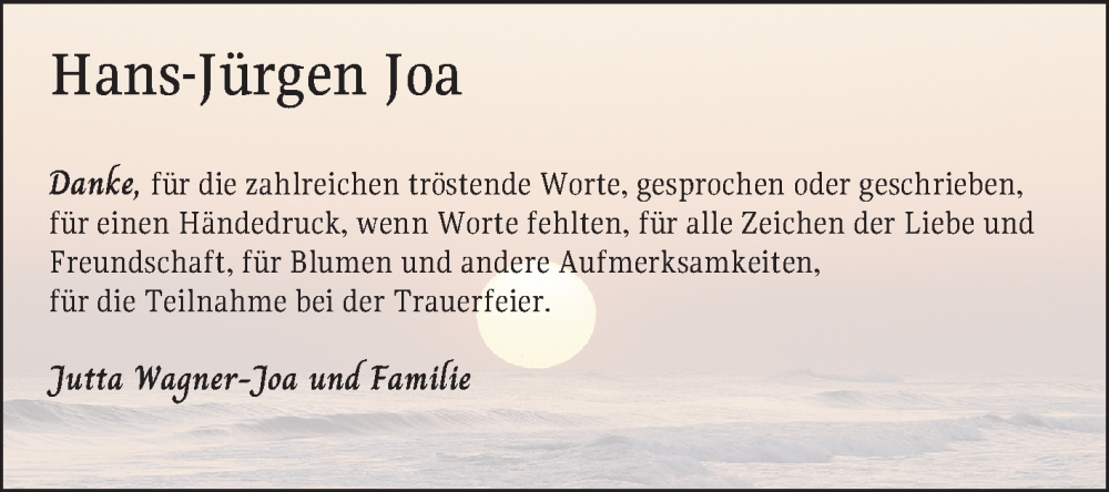  Traueranzeige für Hans-Jürgen Joa vom 22.11.2025 aus Mannheimer Morgen