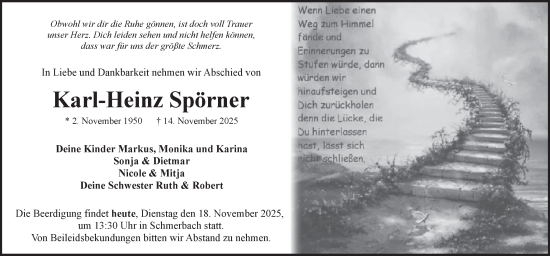 Traueranzeige von Karl-Heinz Spörner von Fränkische Nachrichten