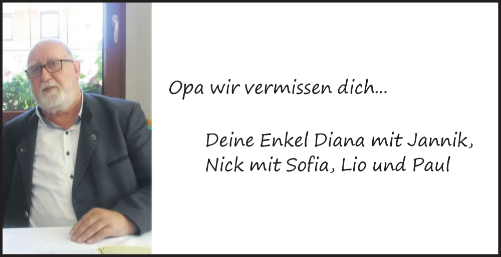  Traueranzeige für Opa  vom 18.11.2025 aus Fränkische Nachrichten