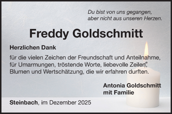 Traueranzeige von Freddy Goldschmitt von Fränkische Nachrichten