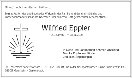 Traueranzeige von Wilfried Eppler von Mannheimer Morgen