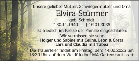 Traueranzeige von Elvira Stürmer von Mannheimer Morgen