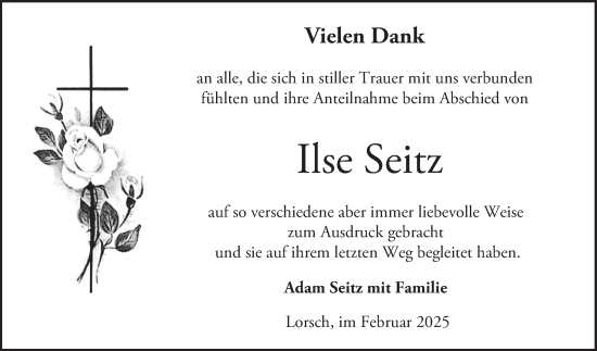 Traueranzeige von Ilse Seitz von Bergsträßer Anzeiger