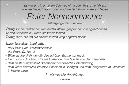 Traueranzeige von Peter Nonnenmacher von Schwetzinger Zeitung