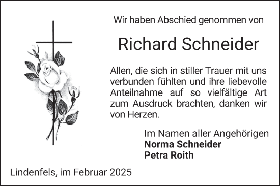 Traueranzeige von Richard Schneider von Bergsträßer Anzeiger