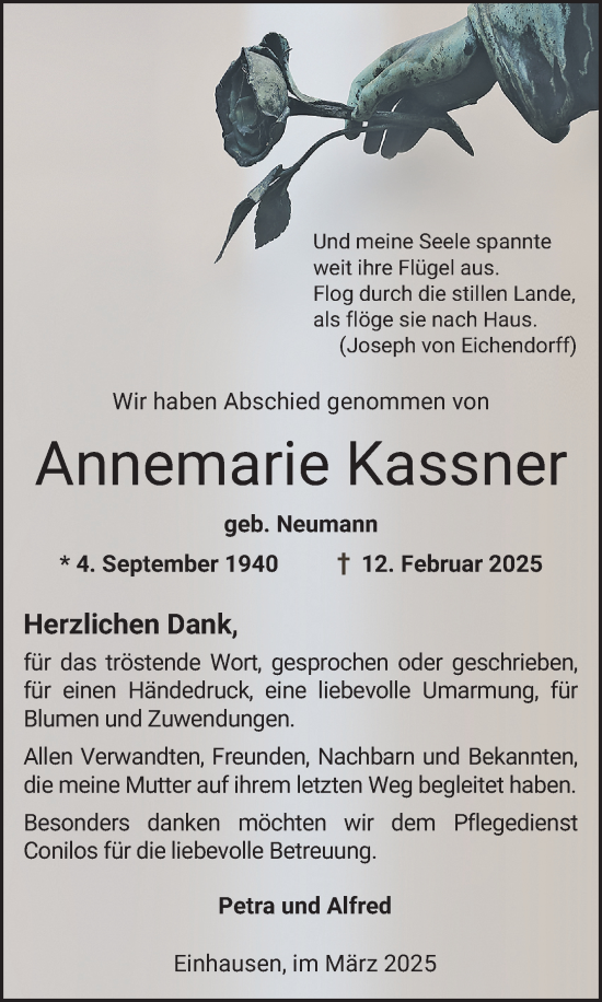 Traueranzeige von Annemarie Kassner von Bergsträßer Anzeiger