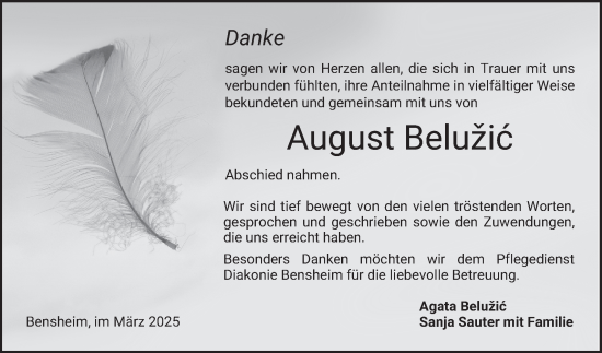 Traueranzeige von August Belužic von Bergsträßer Anzeiger