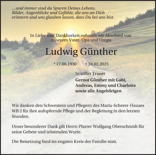 Traueranzeige von Ludwig Günther von Mannheimer Morgen