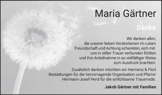 Traueranzeige von Maria Gärtner von Bergsträßer Anzeiger