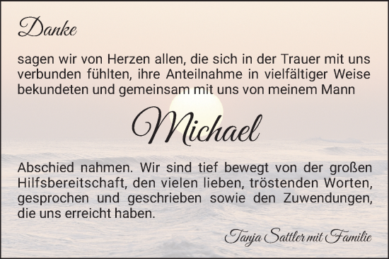 Traueranzeige von Michael Sattler von Bergsträßer Anzeiger
