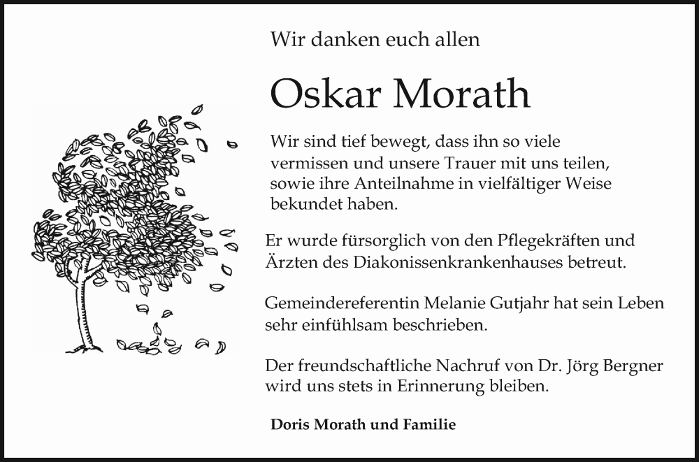  Traueranzeige für Oskar Morath vom 22.03.2025 aus Mannheimer Morgen
