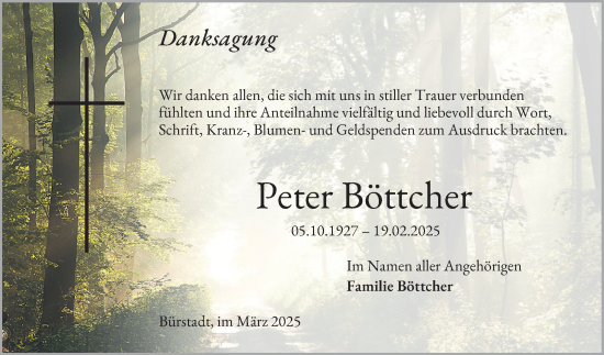 Traueranzeige von Peter Böttcher von Mannheimer Morgen