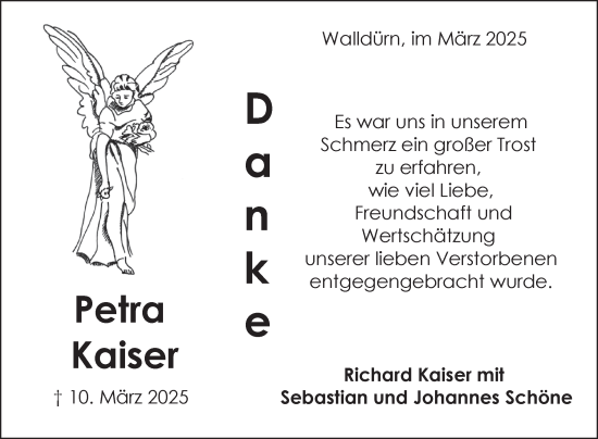 Traueranzeige von Petra Kaiser von Fränkische Nachrichten