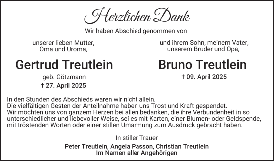 Traueranzeige von Bruno Treutlein von Schwetzinger Zeitung