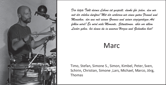 Traueranzeige von Marc Dörr von Fränkische Nachrichten